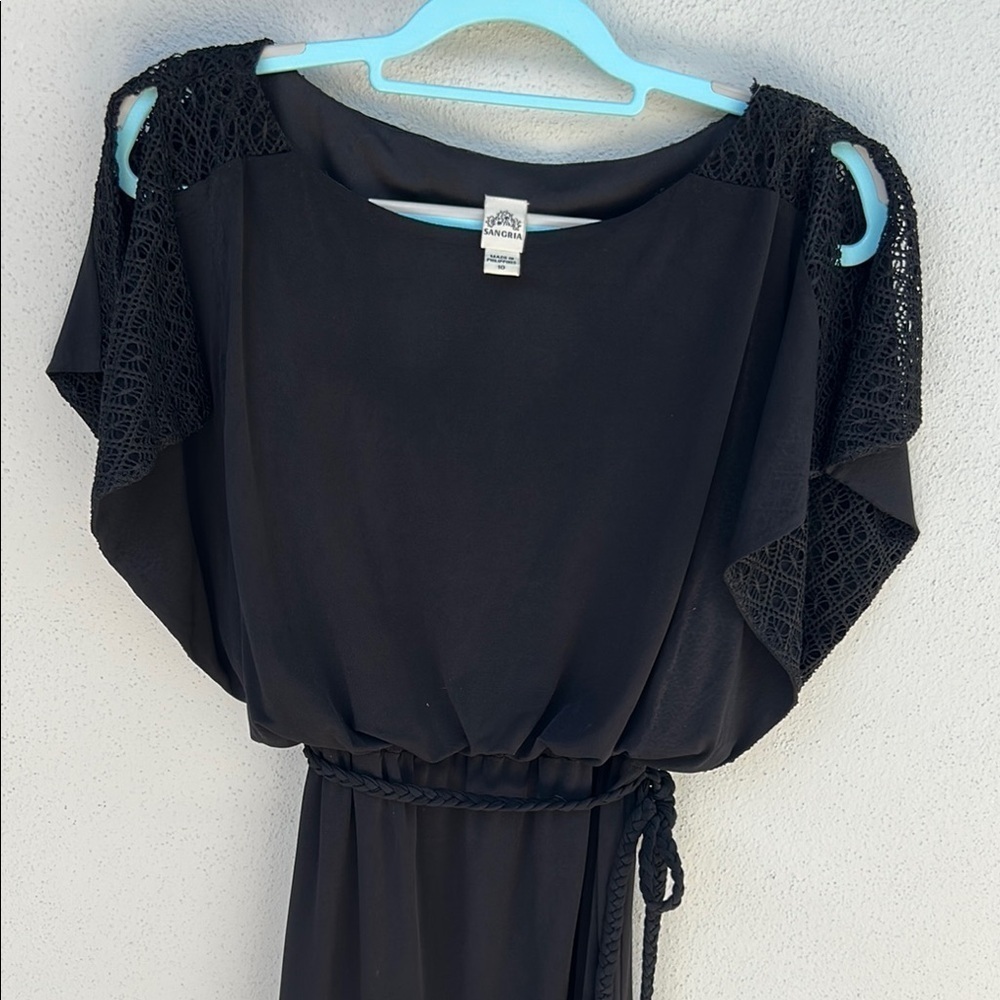 Chic Black Dress with Lace Trim by Sangria Size 10 - Picture 4 of 6